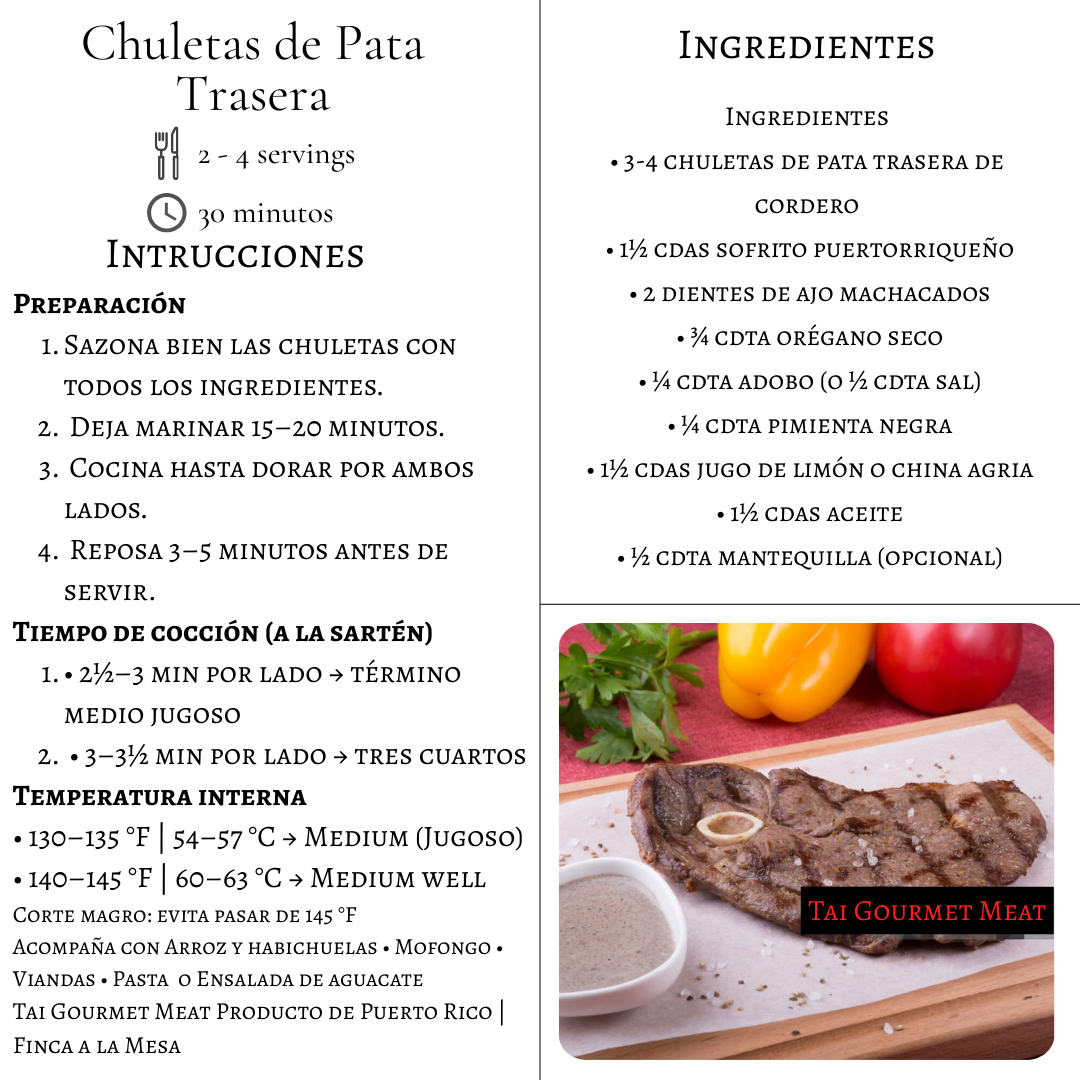 Receta Chuletas de Pata Trasera de Cordero